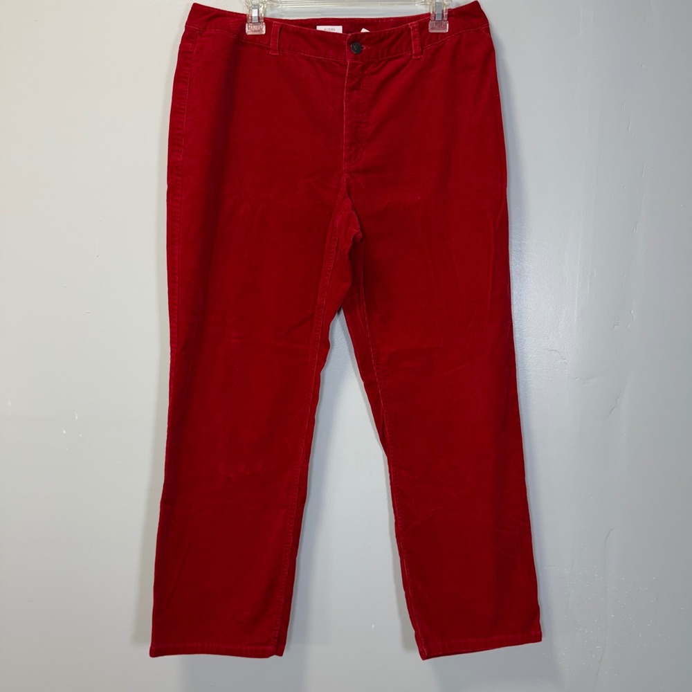 Vintage Liz Claiborne Audra Red Corduroy Straight Leg Pants Petite 14P